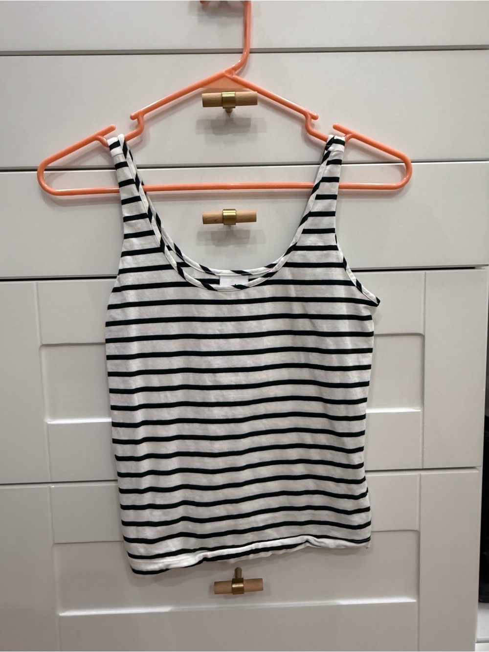 CAbi Black & White Striped Scoop Neck Tank